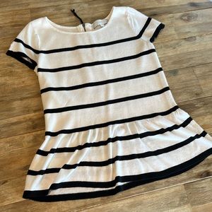 LOFT petite white:black striped sweater, SP